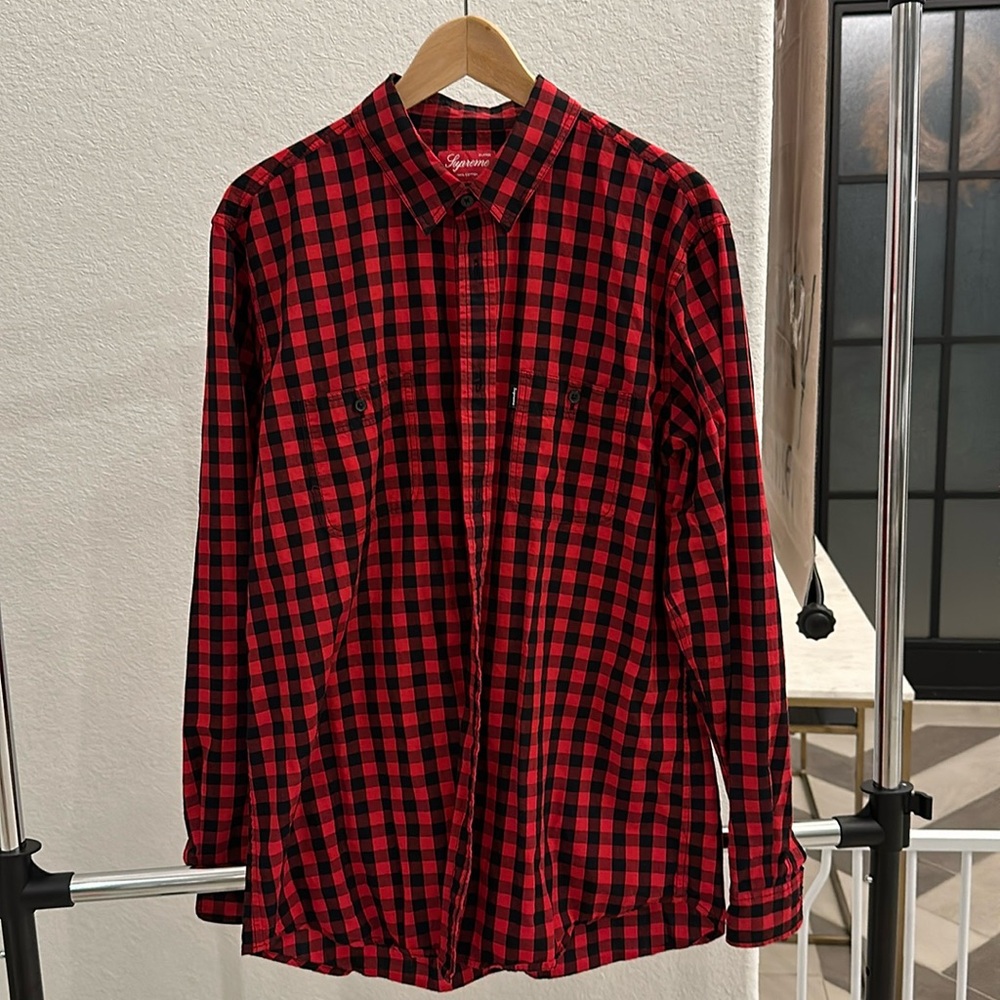 Supreme plaid button up shirt
